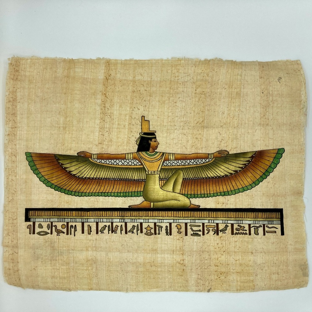 Vintage Egyptian papyrus Goddess Isis